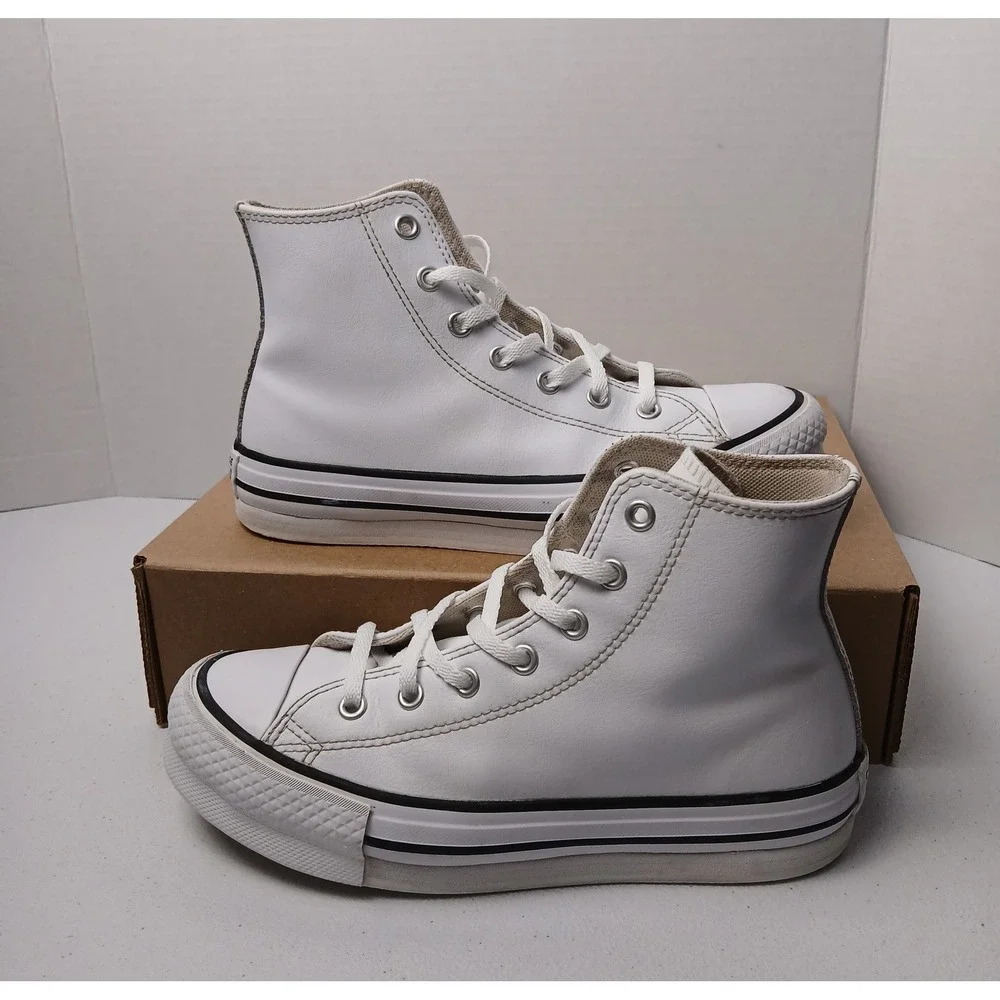 Converse Chuck Taylor All Star Move White Leather Platform High Top Kids Size 4